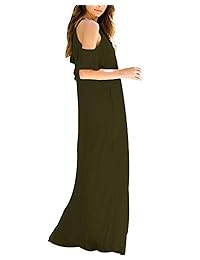 ACHIOOWA Vestido de mujer con correas de espagueti para el hombro frío, manga corta, liso