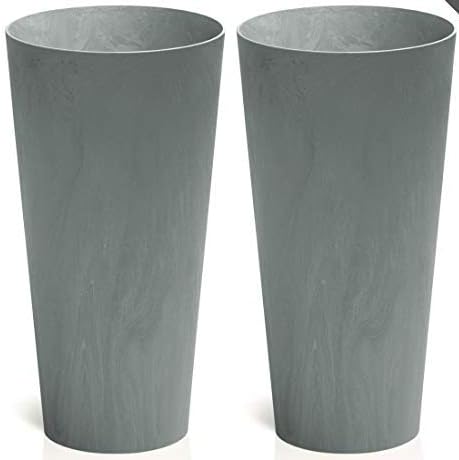 Tall Planter Concrete Style Plastic 