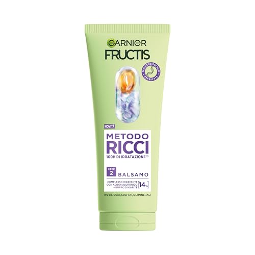 Garnier Fructis - Acondicionador hidratante para cabello rizado, hidratacion intensa sin apelmazar, cabello bien cuidado y desenredado con complejo de acido hialuronico 14%, metodo de rizado, 200 ml