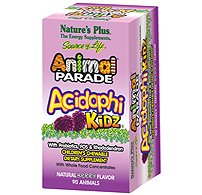 Nature's Plus - Animal Parade Acidophikidz, 90 chewable tablets
Berry Flavor, Gluten Free