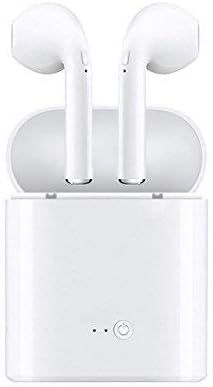 Moblios i7S TWS Twins Wireless Bluetooth Earphone with Mic & Portable Charging Power Dock Compatible with All Android & iOS Smartphones - White