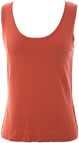 August Silk Women's Scoop-Neck Silk Blend Shell Sweater Large Tango Orange