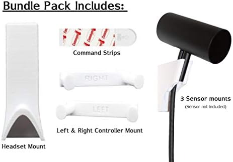 3d Lasers Lab Oculus Rift CV1 Headset, Controller, and Sensor (Center Groove) Wall Mount Kit- Damage-Free | Easy Install | 3M Command Strip | (White-Bundle, 6)