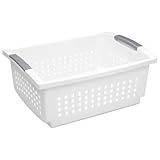 Sterilite 16648006 Stacking Plastic Basket, Large, White