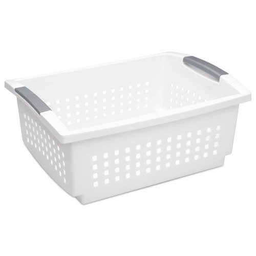 Sterilite 16648006 Stacking Plastic Basket, Large, White