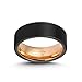 LerchPhi Mens 8mm Black Tungsten Carbide Ring Outside Matte Brushed Inner 18K Rose Gold Plated Free Personalized Engrave Supported Comfort Fit Wedding Band