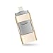 iPhone Lightning Flash Drive 32GB [3-in-1], E&jing USB 3.0 External Storage Memory Stick Adapter Expansion for iPad/iPod/Mac/Android/PC/iOS.(Gold) [Apple MFI Certified]