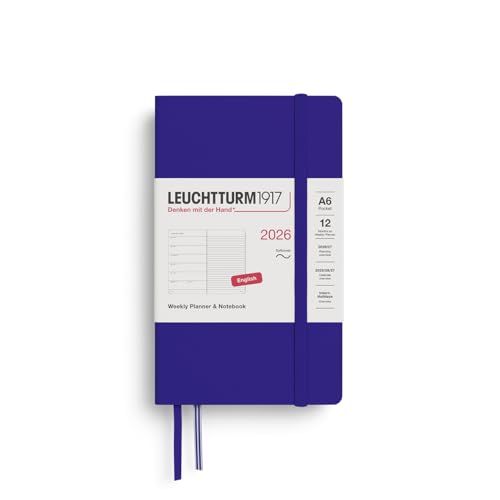 LEUCHTTURM1917 372699 Weekly Planner & Notebook Pocket (A6) 2026, Softcover, 12 Months, Ink, English