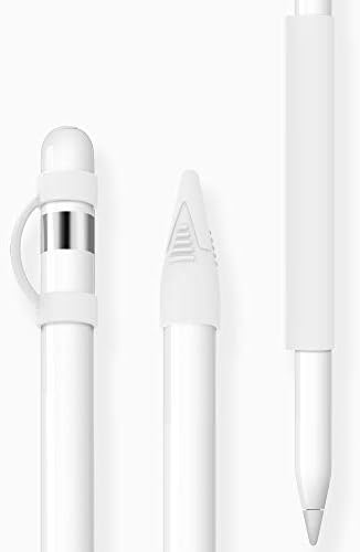 Darangs Compatible for Apple Pencil Sleeve Soft Silicone Holder Grip + Cap Holder + Nib Cover, Apple Pencil Accessories Compatible for iPad Pro, White