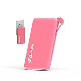 Tzumi PocketJuice Endurance AC - Mini Portable Device Battery Pack Charger - 4,000 mAh High-Speed USB Port with Built in MicroUSB Cable - Compatible with iPhone & Android (Pink)
