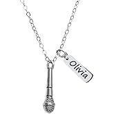 Microphone Necklace, Personalized Engraved Microphone Jewelry for Singers, Custom Engraved Charm, Microphone Pendant for Women