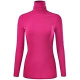 EIMIN Women's Long Sleeve Turtleneck Lightweight Pullover Top Sweater Fuchsia S