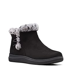 Clarks Women's Breeze Fur Ankle Boot, Black, 8