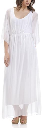 Laura Moretti - Long sleeve long silk dress with elastic waist