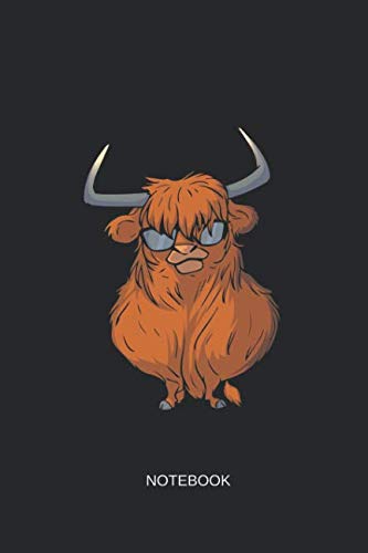 Notebook: Blank Lined Journal 6x9 - Scottish Highland Cow Sunglasses Farmer Tractor Cow Gift by Suhrhoff Books