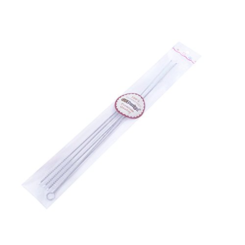GFDesign Drinking Straw Cleaning Brushes Set Pipe Tube Cleaner Nylon Bristles Stainless Steel Handle 8" 12" Extra Long 10mm 12mm Extra Wide Diameter - Set of 5