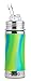 Pura Kiki 11oz/325ml Stainless Steel Straw Bottle w/Sleeve, 100% Plastic-Free, MadeSafe Certified, 100% Medical-Grade Silicone Straw for Kids, Toddlers, Preschoolers, Babies & Infant – Aqua Swirl