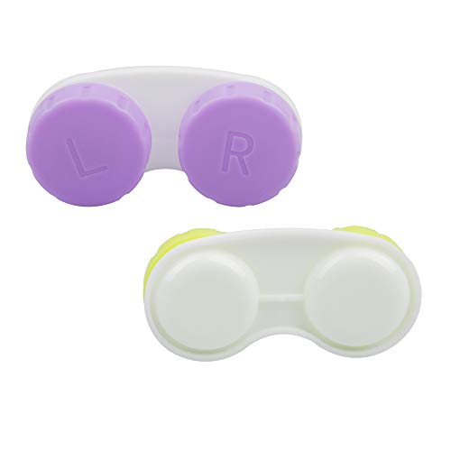 12 Pack Colorful Contact Lens Case Holder,YuCool Cute Contact Lens Container Soak Storage Set with 4 Pack Portable Stick Tool Case Kit(Inserter+Tweezer with Soft Tip)-Green,Pink,Blue and Purple