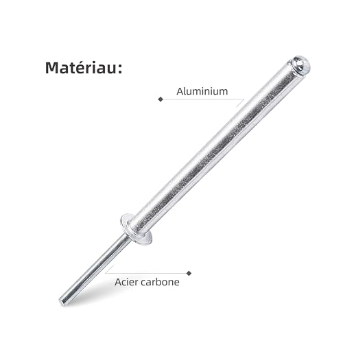 Aluminium Blind Rivets, Extra Long Curved Head, Steel Rod – DIN 7337 A – For Thick Sheet Metal (Ø6.0 x 30 mm, 30 Pieces)