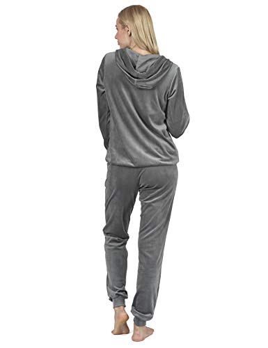 RAIKOU-Damen-Hausanzug-Trainingsanzug-Velours-Nicki-Freizeitanzug-Jogginganzug-Schlafanzug-Kapuzenpullover-mit-Reiverschluss-Hose-mit-Kordelzug-und-Taschen