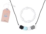 JOGGAN Summer Pastels, Nursing Necklace for Mom Plus Free Bracelet-A Silicone Teething Necklace Makes the Perfect Baby Shower Gift (With White Bracelet)