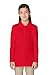 French Toast Little Girls' Toddler Long Sleeve Interlock Polo with Picot Collar, Red, 3T