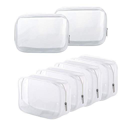 6PCS Clear Toiletry Carry Pouch with Zipper Portable PVC Waterproof Cosmetic Bag for Vacation Travel Bathroom and Organizing (One Size)