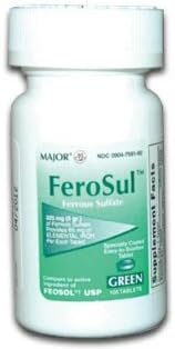 [3 PACK] FeroSul 325mg (5GR) Ferrous Sulfate Coated Easy-To-Swallow 100 ct. Tablets (Green) by Feosol