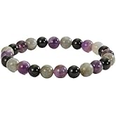 Crytsal Vibe Ultimate Protection Bracelet - Labradorite – Amethyst – Black Tourmaline - 8mm Beaded Bracelet for Protection - Elastic Adjustable Size