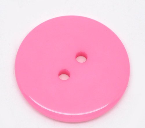 100 Dark Pink (Fuchsia) Round 23mm Resin Buttons with 2 Sewing Holes. for Clothes Making, Art, Scrapbooking, and Many Other Crafts — image 1