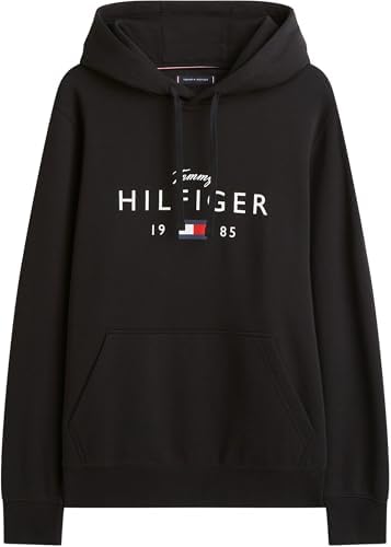 Sweat à Capuche MW0MW41427 de Marque Love Big Hilfiger pour Homme, Noir, XL, Noir (Noir), XL