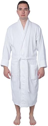 Mens 100% Cotton Shawl Collar Robe Terry Cloth Bathrobe Available In Plus Size SBRT1 White 1X