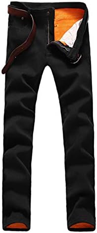 OKilr Pjik Men's Winter Fleece Lined Slim Fit Thick Elastic Jean Pants