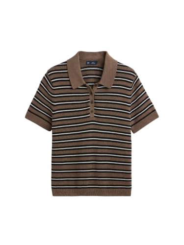 GAP Women's Short Sleeve Cotton Crew Sweater Brown Stripe M at Amazon