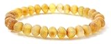 Unpolished Baltic Amber Stretch Bracelet - Suitable for Adults (Men and Women) - Size 7 inches (18 cm) - Made on Elastic Band - Raw Amber Beads - BoutiqueAmber (Honey, 7 inches)