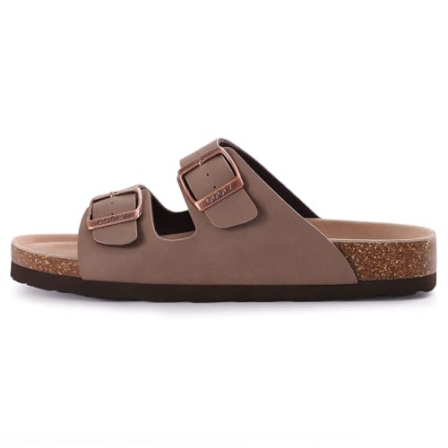 ODOLY Unisex Cork Footbed Slide Sandal, Arch Support Summer Outdoor Sandals with Adjustable Buckle for Women and Men