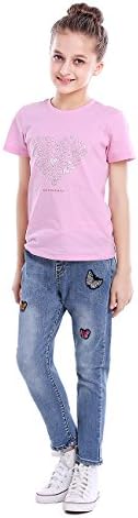 HOLLAGLEE Premium Skinny Girls Jeans Slim Fit Jean Pants for Toddler and Teen Girls (Butterfly 202, 12)