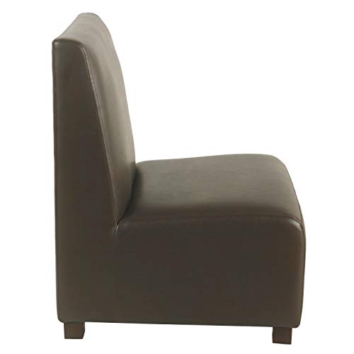 HomePop Youth Cushioned Armless Slipper Chair, Brown Faux Leather