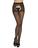 Sheer Crotchless Pantyhose Black Red or Beige Regular Color: Black