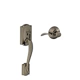 Schlage FE285CAM620ACCRH Antique Pewter Camelot Lower Handleset for Electronic Keypad with Accent Interior Right Handed Lever
