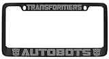 Autobots Transformers License Plate Frame Black with Silver lettering - 2 Free Caps