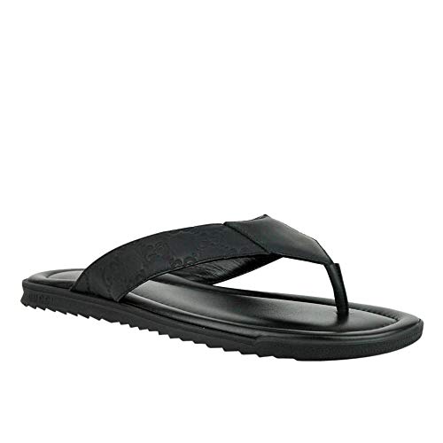Gucci Guccisisma Pattern Black Leather/Rubber Sandals 353765 1000 (9.5 G / 10 US)