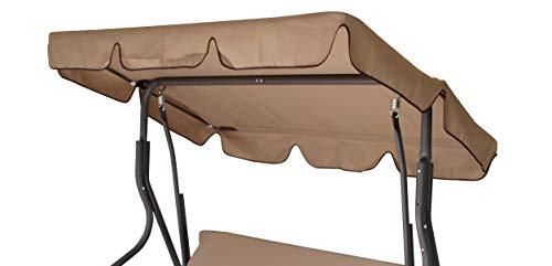 DEGAMO Dachplane Ersatz Dach für Hollywoodschaukel Florida 170x110cm, cremefarben mit Kedern, Outdoor