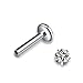 Areke Women's Stainless Steel Cubic Zirconia Piercing Unisex Labret Small Lip Ring/ Tragus/ Helix Earrings Color White