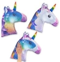 TOP TRENZ SEQ-UNICV2 Reversible Unicorn Sequin Pillows -Series 2, Blue