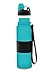 Nomader BPA-Free Collapsible Sports Water Bottle - Foldable with Reusable Leak Proof Twist Cap for Travel Hiking Camping Outdoor and Gym - 22 oz (Aqua Blue)
