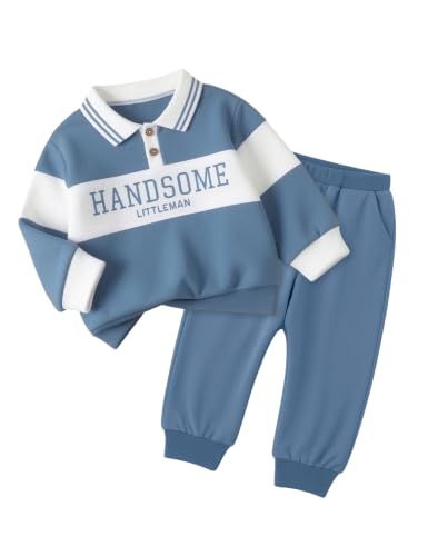 oklady Toddler Boy Outfits Long Sleeve Collared Pullover Toddler Clothes Sweatpants Pockets 18-24 month boy clothes at Amazon