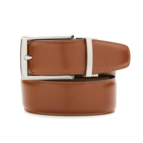 Perry Ellis Cinto masculino de couro reversĂvel Amigo, bordas costuradas, durável, largura de 3,8 cm (disponĂvel em tamanhos grandes e altos), Bolsa marrom, 42