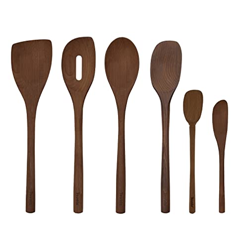 Tovolo Red Beechwood Utensil Set of 6 for Meal Prep, Cooking, Baking