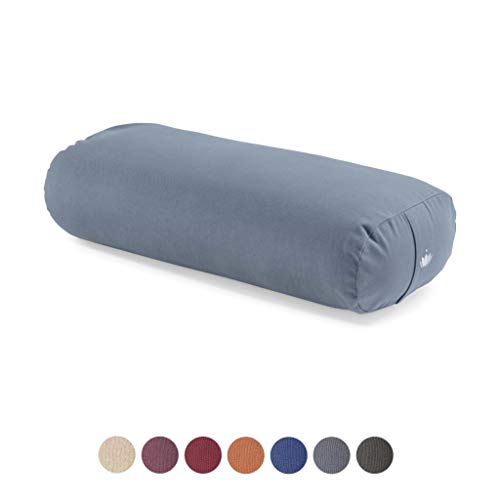 Lotuscrafts Yoga Bolster for Yin Yoga Rectangular – Kapok Filling – Washable Cover Organic Cotton – Yoga Bolster Cushion for Restorative Yoga – Pilates Cushion – Yoga Pillow (Large: 28″ x 12″ x 8″)